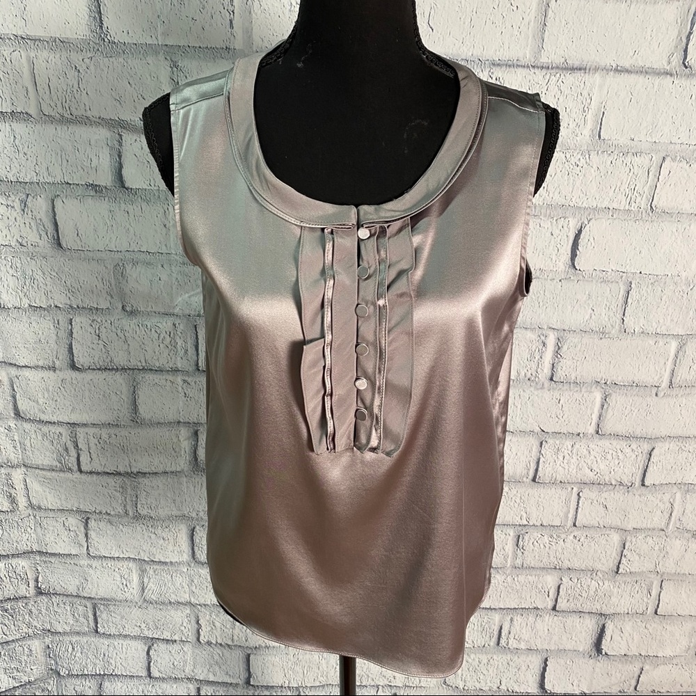 Talbots Metallic Gray Sleeveless Blouse